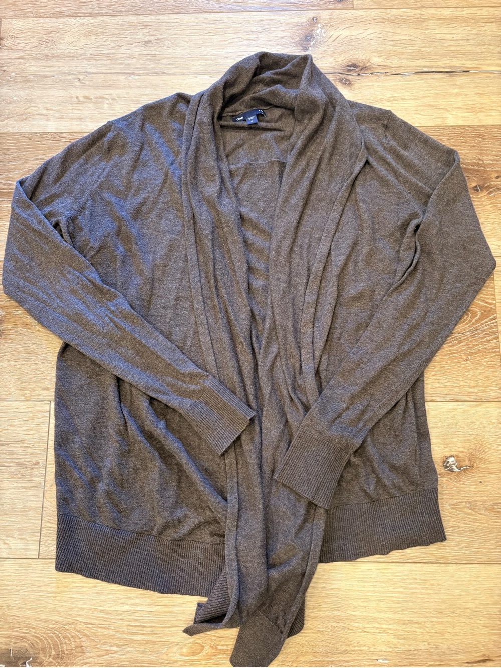 GAP Women's Brown Open-Front Shawl Collar Cardigan-Medium